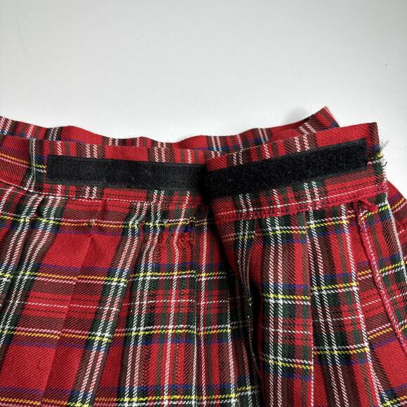 Y2K Hustler Red Plaid Pleated Micro Mini Skirt M/L Punk School Girl Sexy - Picture 5 of 11